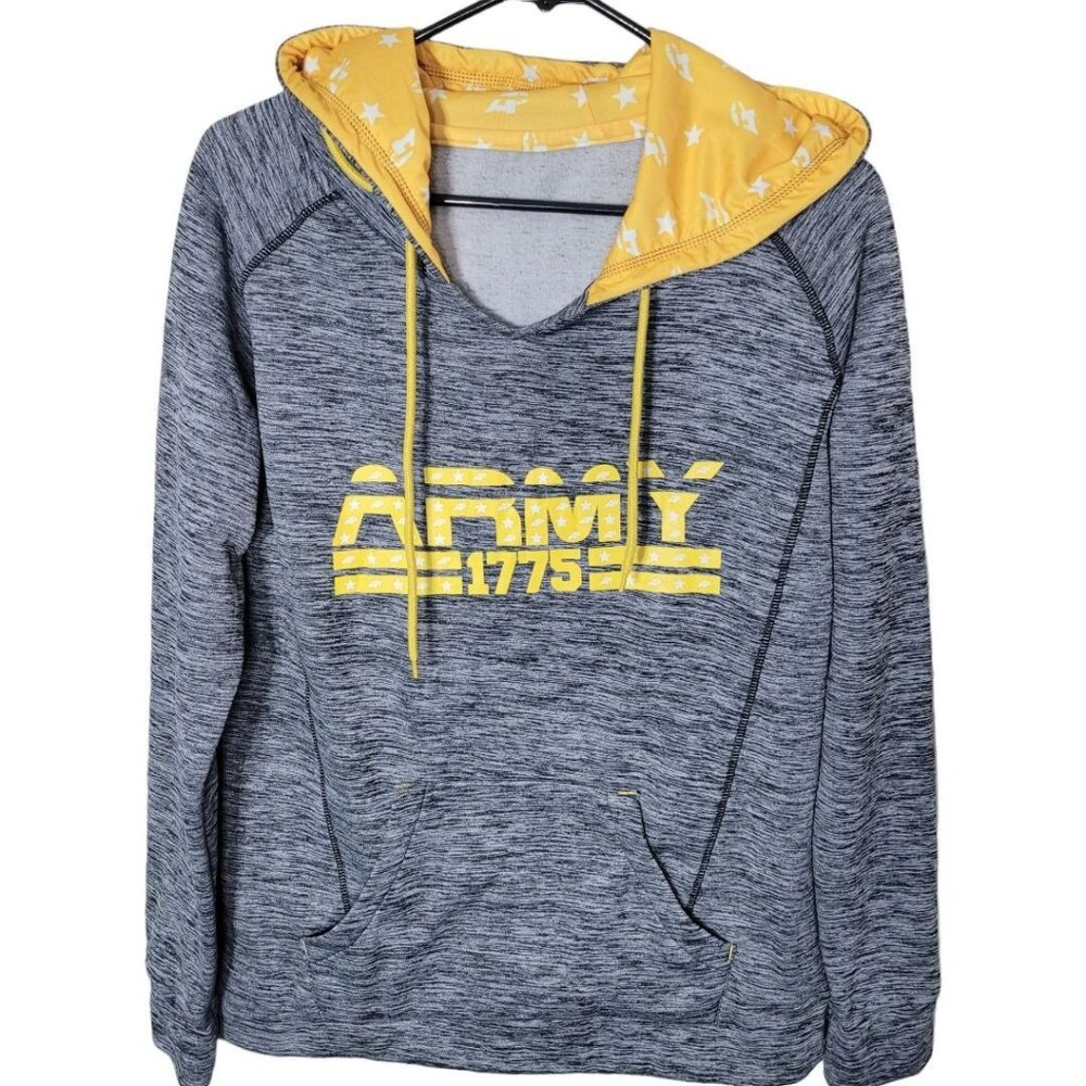 Army‎ Performance Hoodie Gray Yellow Womens Large Military Family Sweatshirt